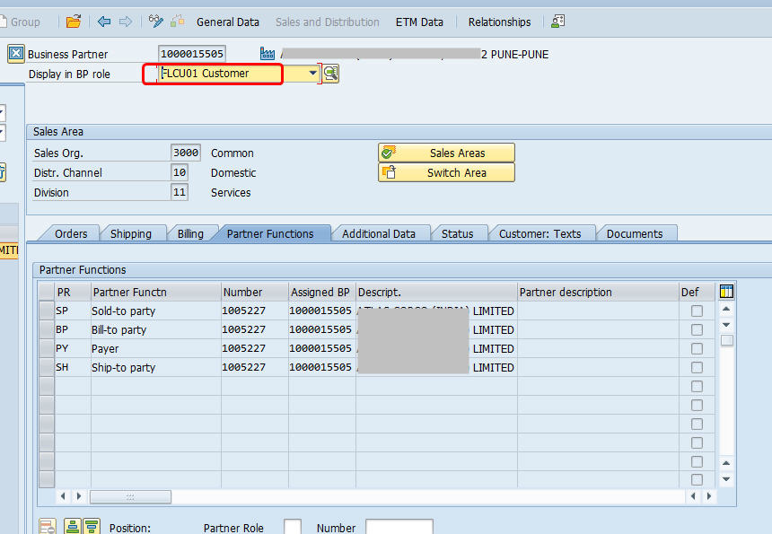 Business Partner has Customer Role