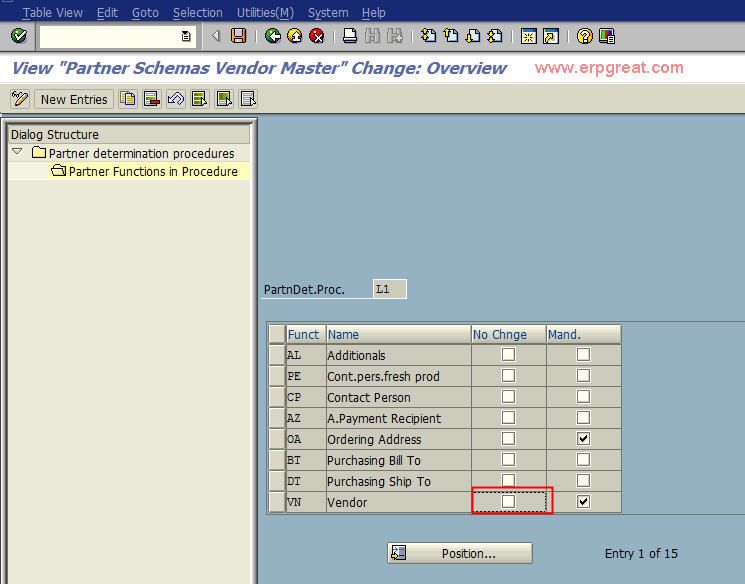 Partner Schemas Vendor Master Change