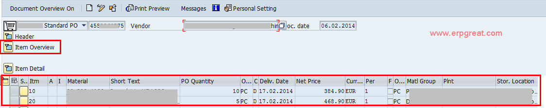 Item Overview Of A Purchase Order