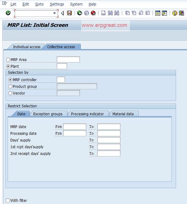 MD06 - MRP List by Controller