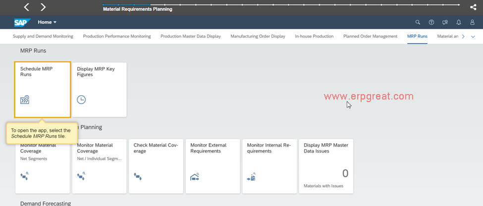 Material Requirement Planning in Fiori