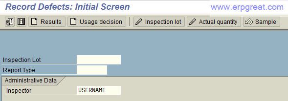 Defect recording transaction QF01