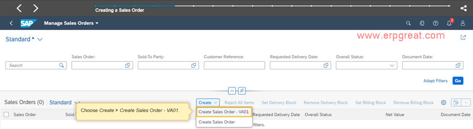 Create Sales Order  VA01