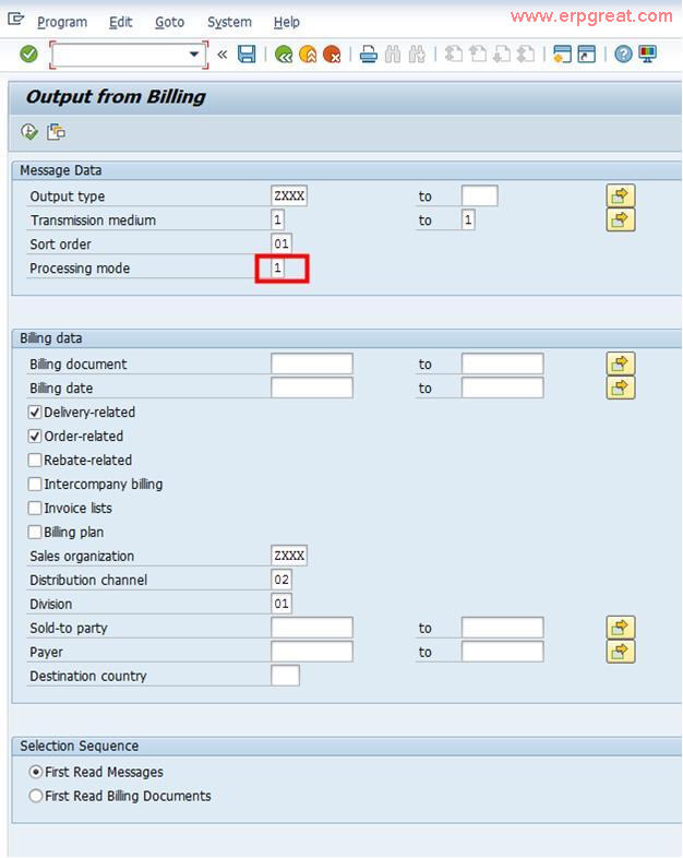 Output from Billing