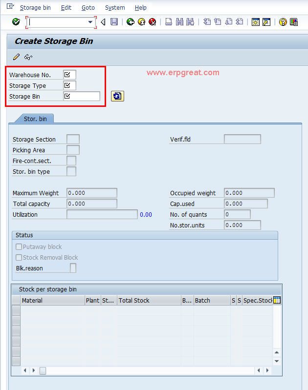 LS01N Create Storage Bins in SAP